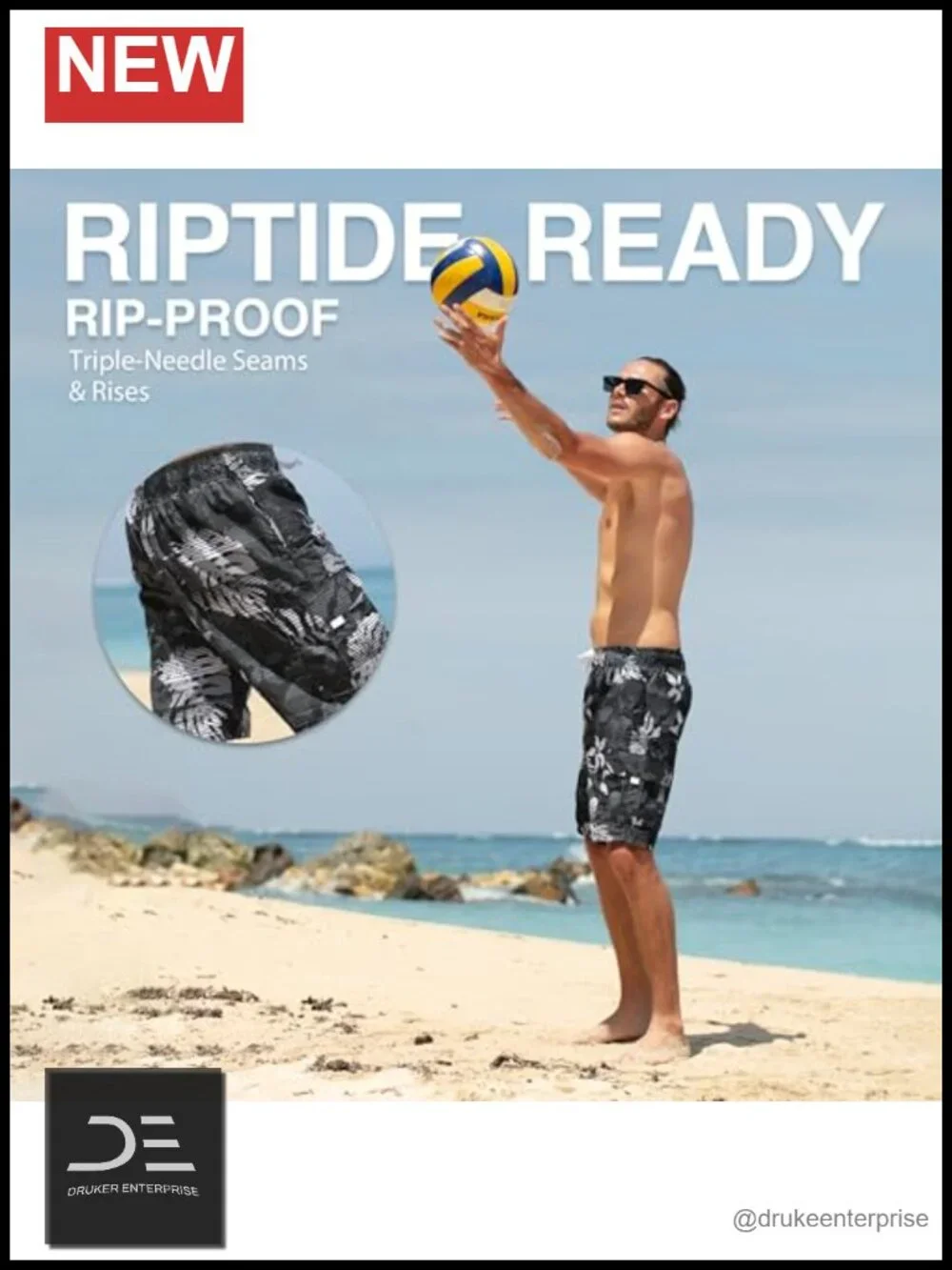 UPF 50+ Quick Dry Microfiber Swim Trunks with Mesh Lining